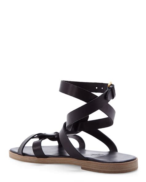 hermes strappy sandals black